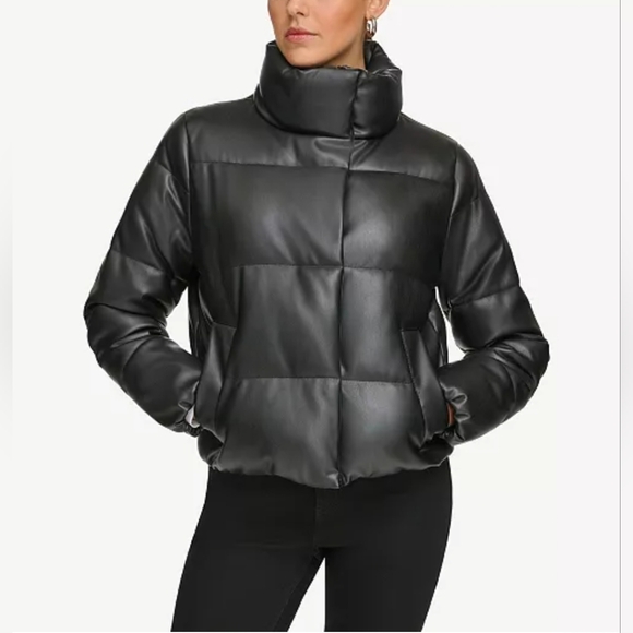 Calvin Klein Jackets & Blazers - SOLD‼️NWT Calvin Klein Faux Leather Puffer Coat